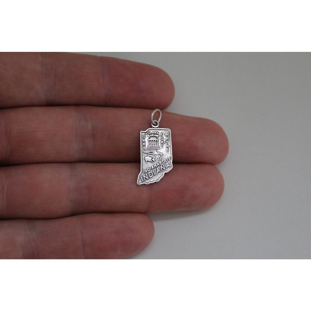 Sterling Silver Indiana Charm, Silver State Of Indiana Charm